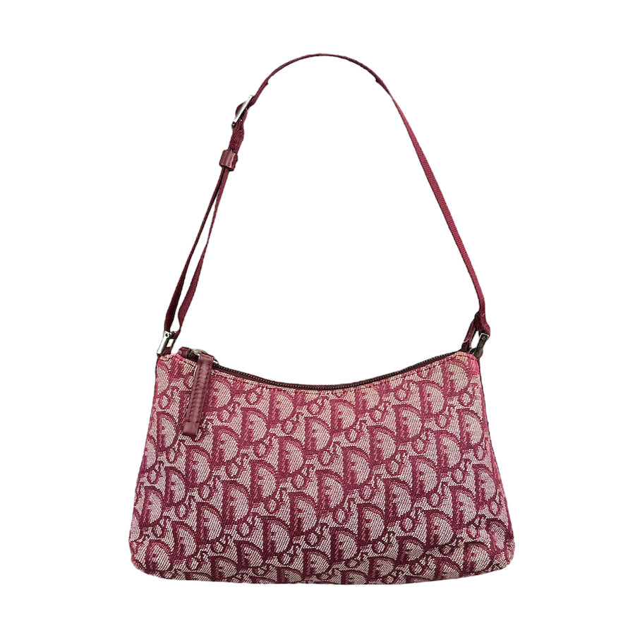 DIOR TROTTER MONOGRAM POCHETTE BAG - BURGUNDY