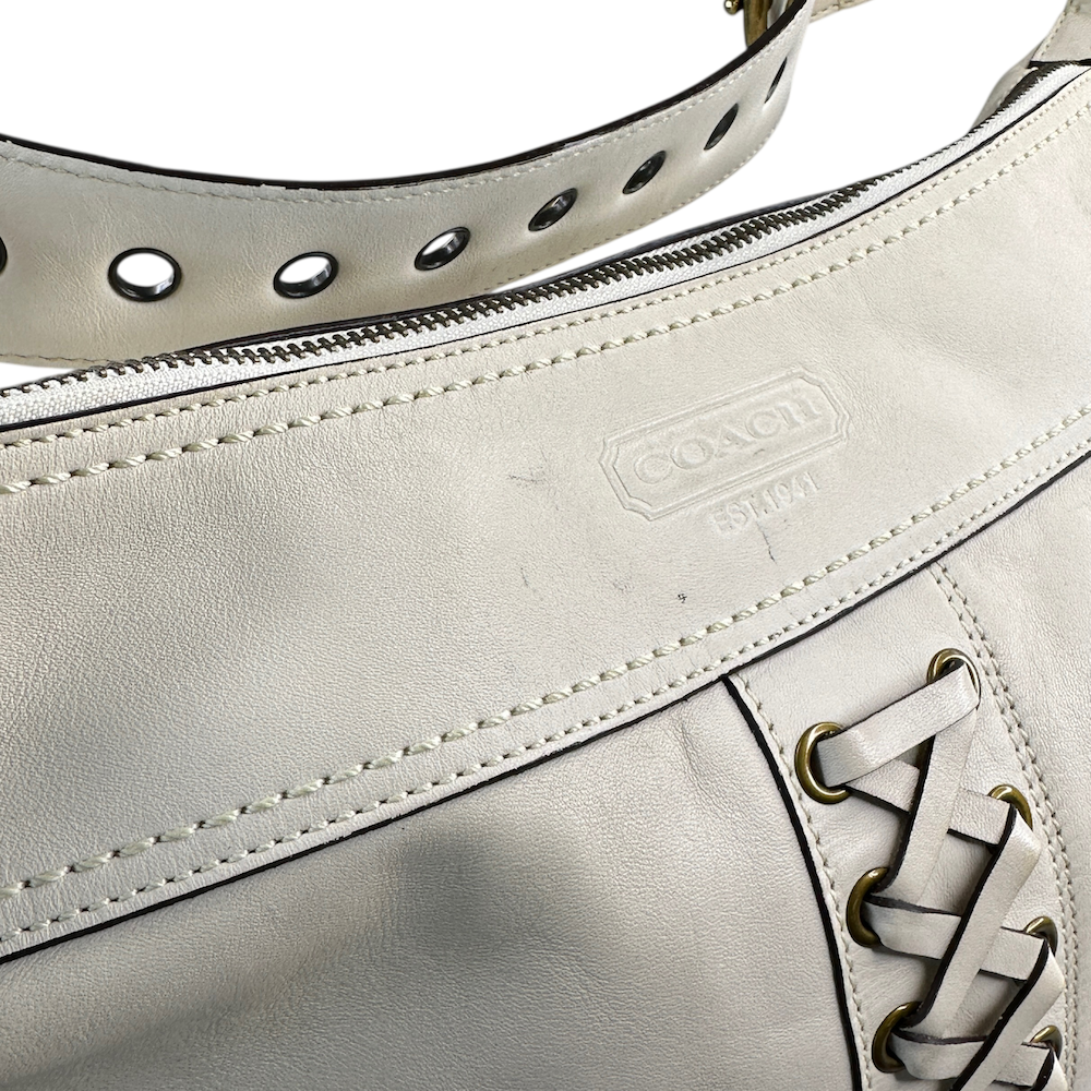 COACH FRONT-LACE SHOULDER BAG - CREAM