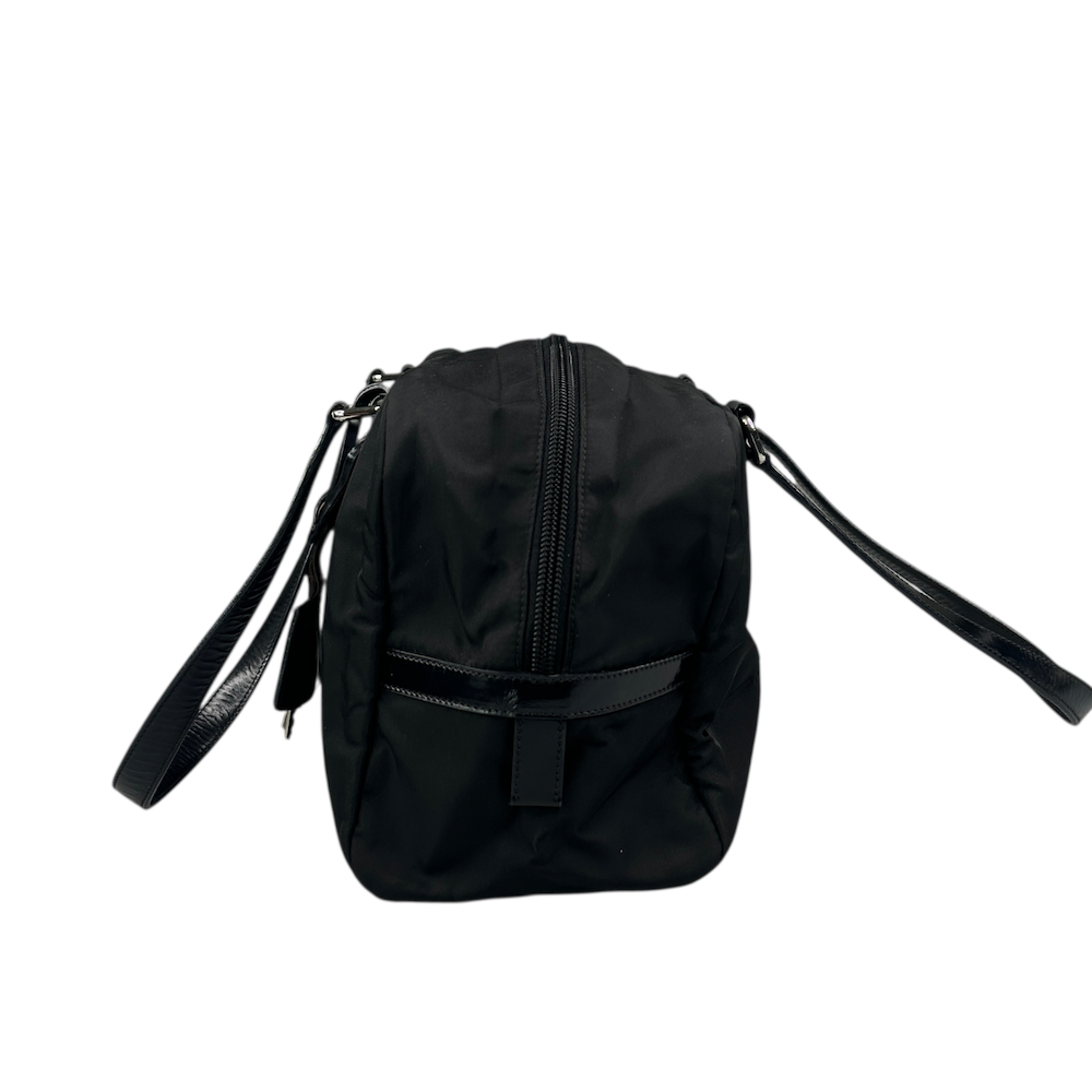 PRADA BLACK NYLON BOWLING BAG