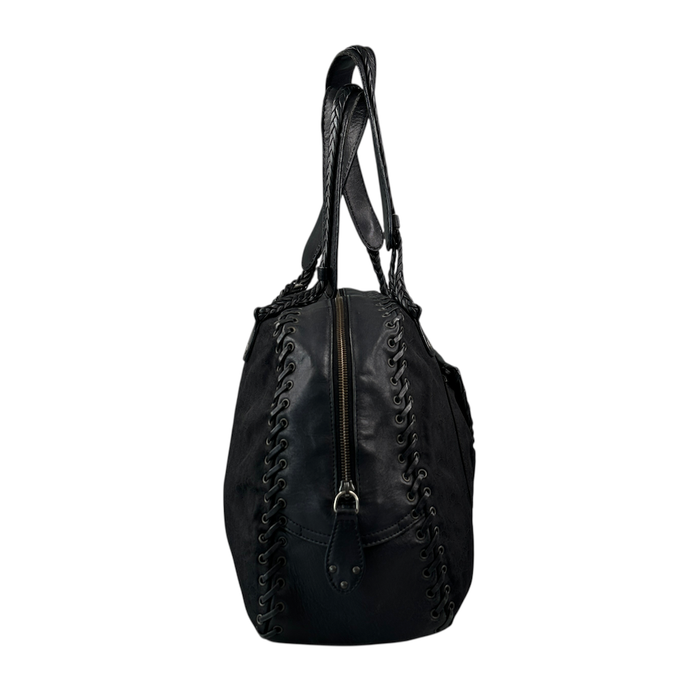 DIOR 2007 MONOGRAM SHOULDER BAG - BLACK