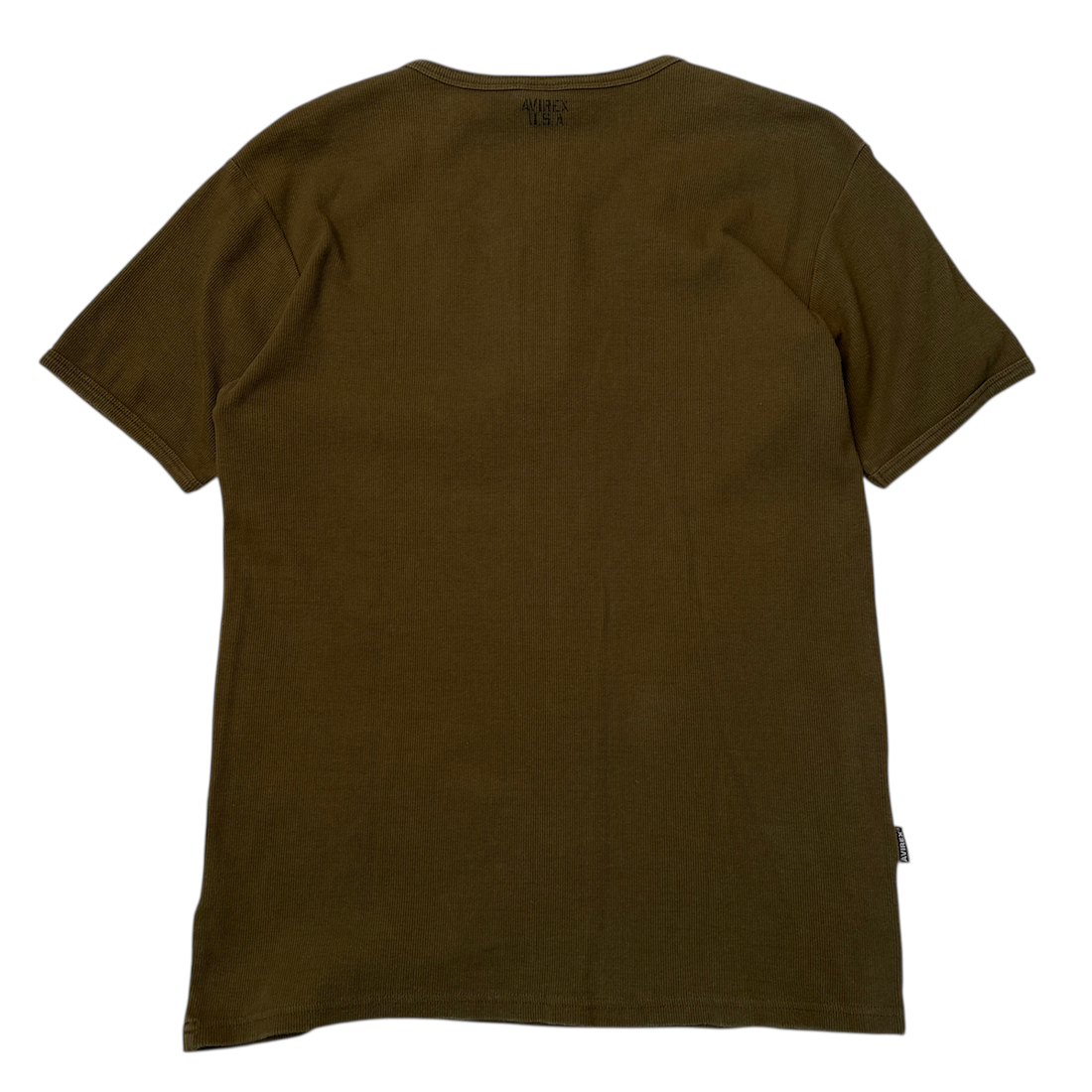 (XL) AVIREX HENLEY T-SHIRT - OLIVE