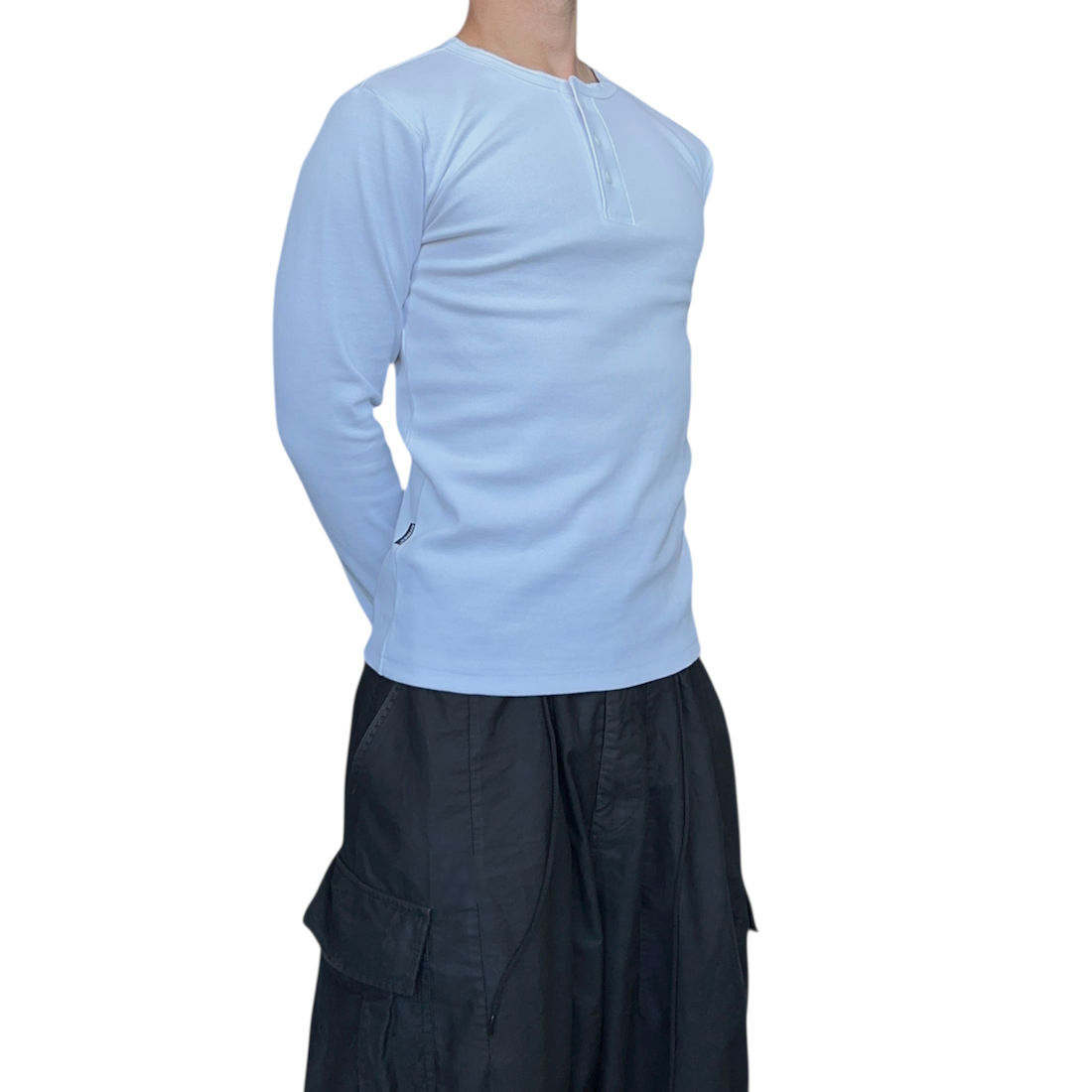 (NEW) AVIREX EVERY DAY HENLEY LONG SLEEVE - WHITE