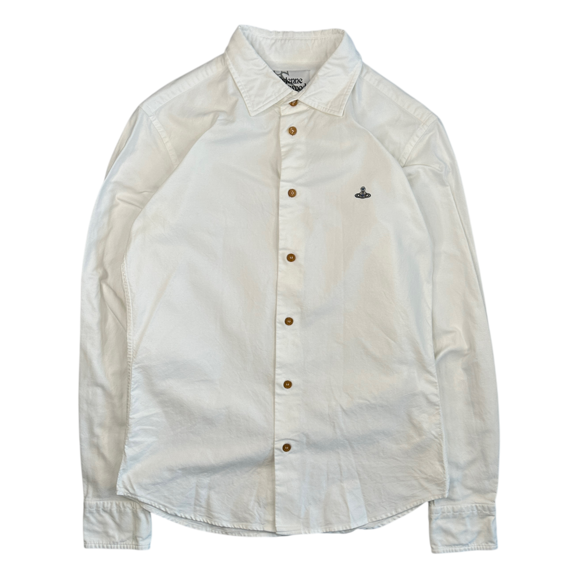 (46) VIVIENNE WESTWOOD MAN LONG SLEEVE BUTTON UP SHIRT - WHITE