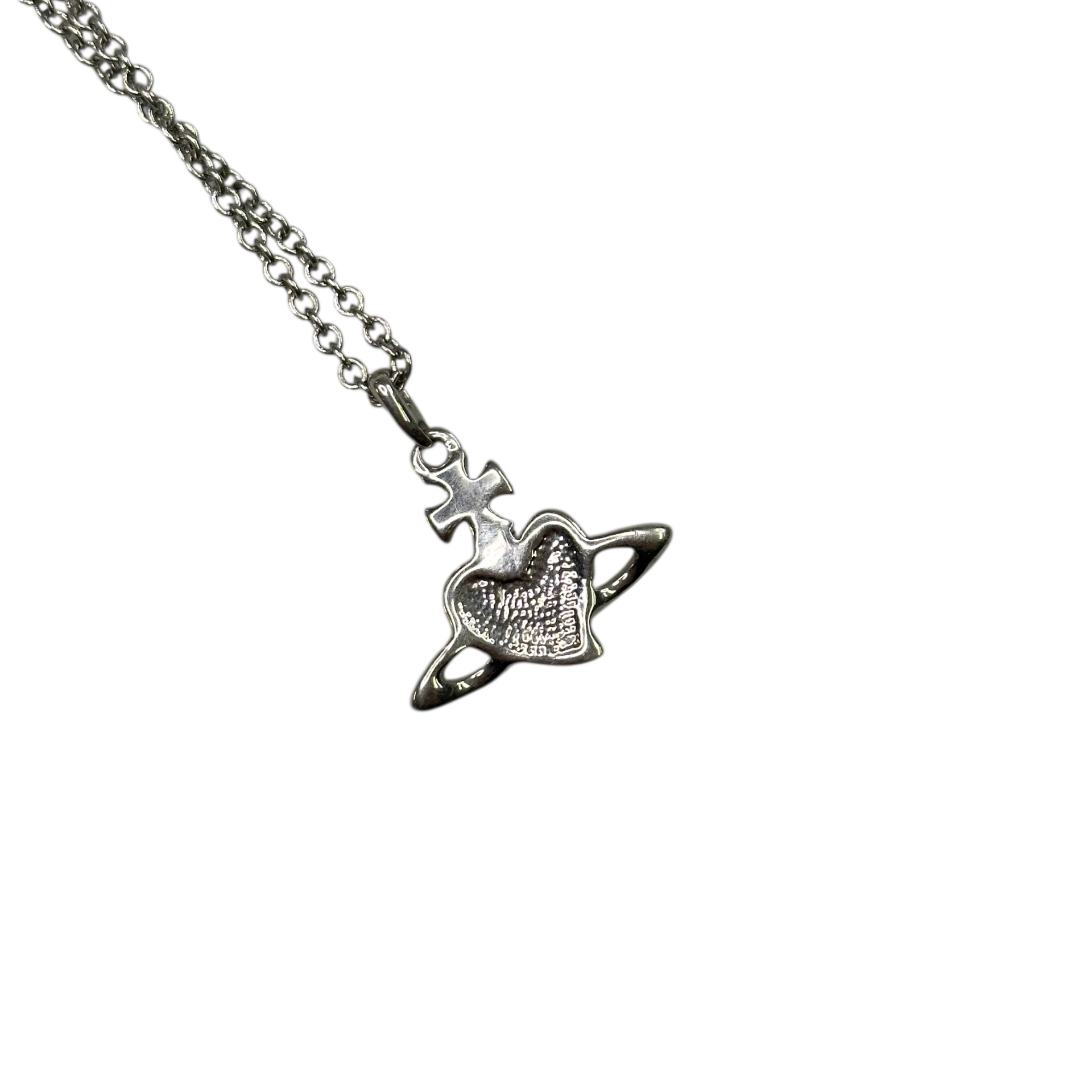 VIVIENNE WESTWOOD REVERSE HEART NECKLACE - SILVER PLATED (BRASS)
