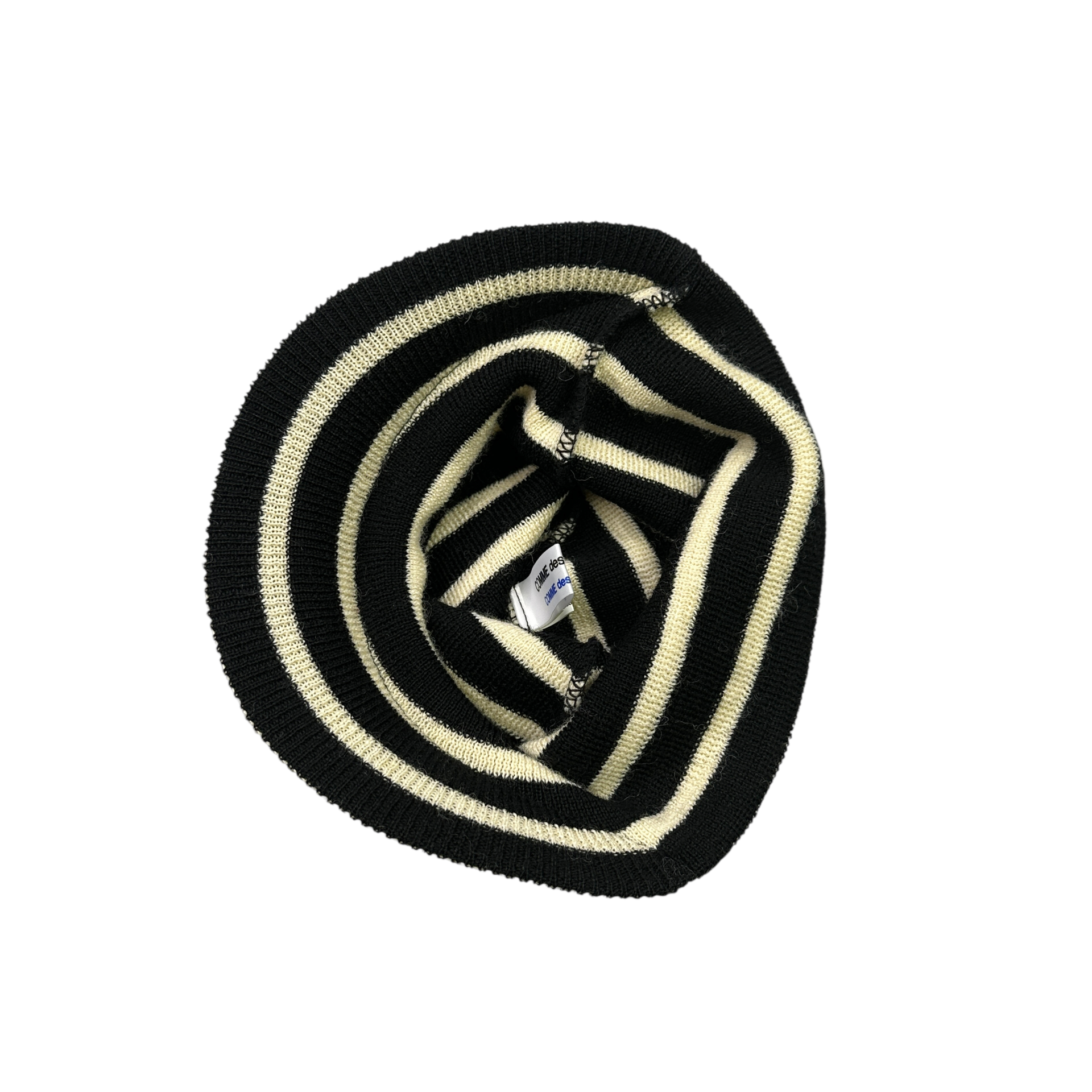 COMME DES GARCONS WOOL STRIPED BRIM BEANIE - BLACK/WHITE