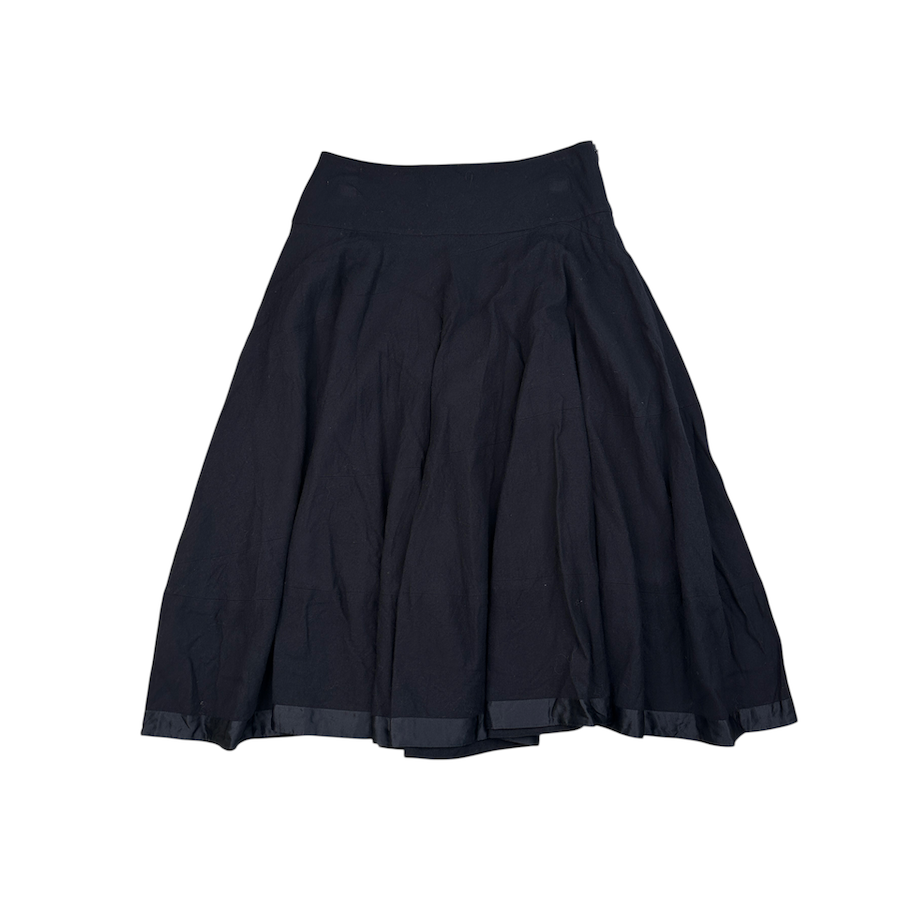 (2) DKNY WOOL-BLEND DOUBLE LAYERED SKIRT - NAVY