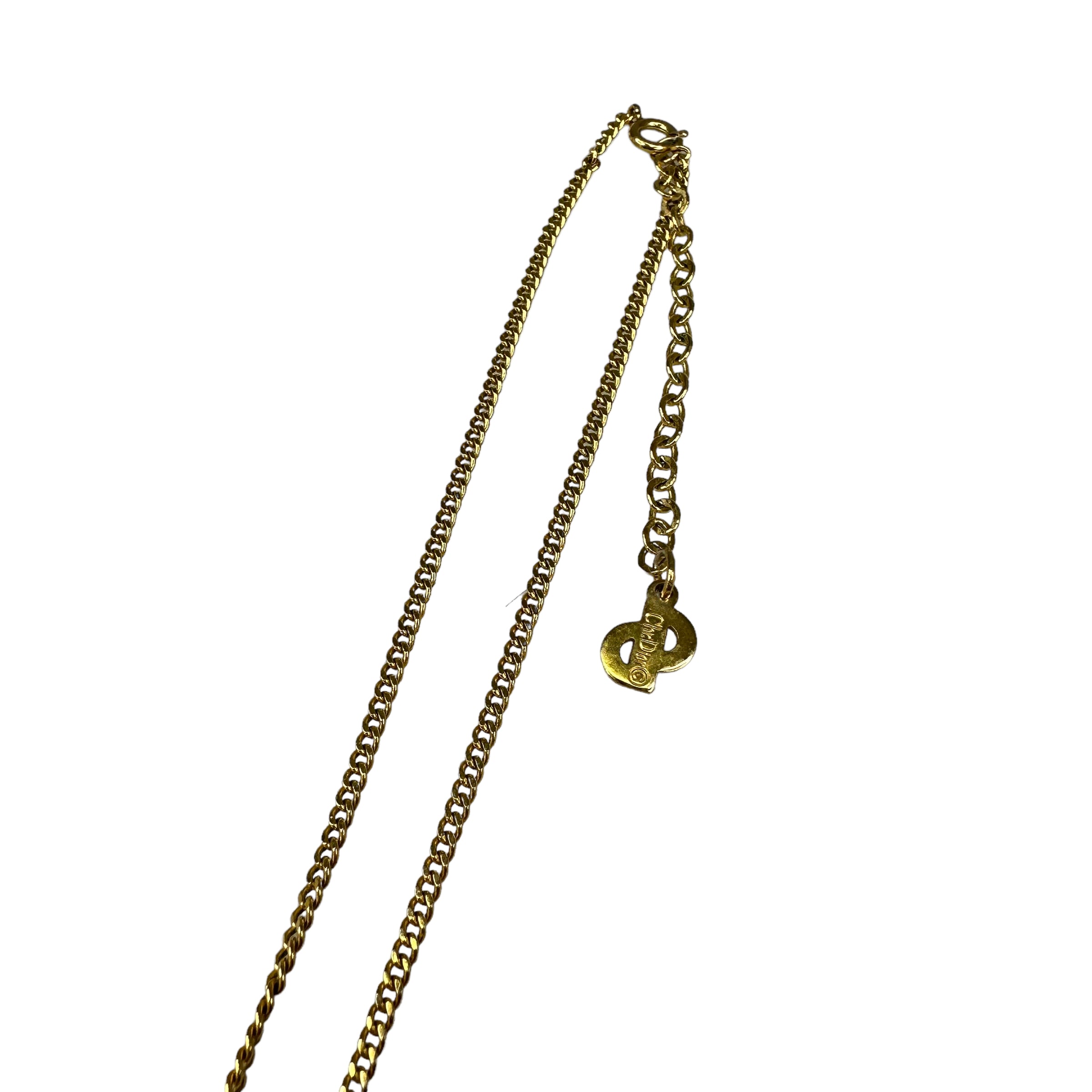 DIOR GOLD OVAL CD PENDANT NECKLACE