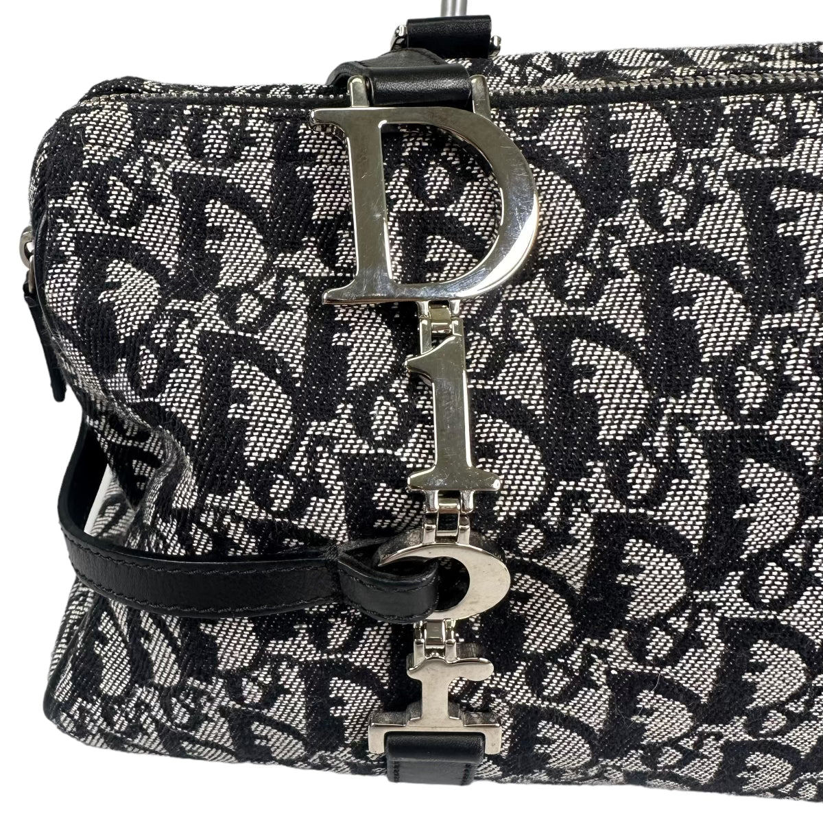 DIOR 2004 NAVY TROTTER CANVAS BOSTON SHOULDER BAG