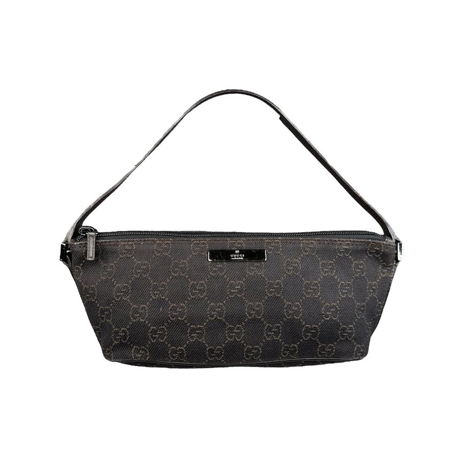 GUCCI BROWN GG CANVAS BOAT POCHETTE