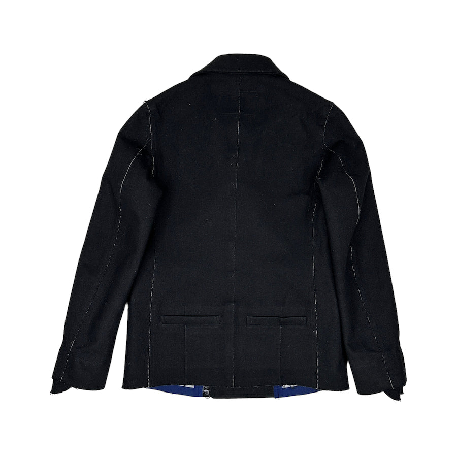 UNDERCOVER WOOLLEN RAW FINISH COAT - BLACK