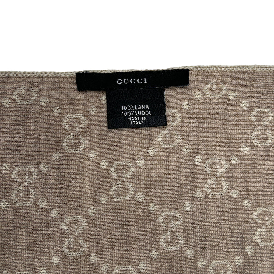 GUCCI BEIGE/CREAM GG WOOL MONOGRAM SCARF