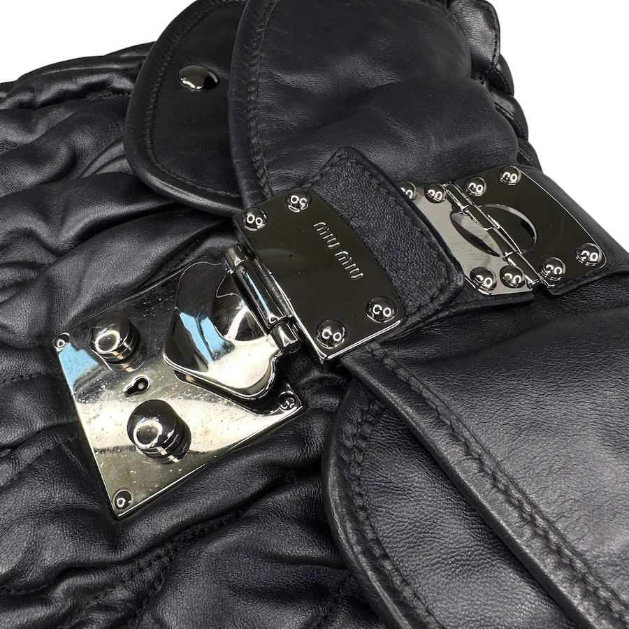 MIU MIU BLACK COFFER SHOULDER BAG