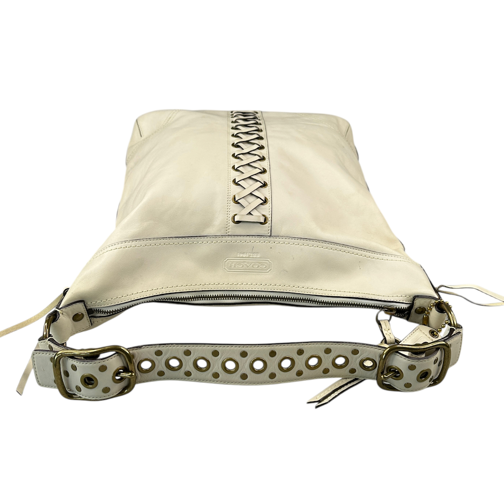 COACH FRONT-LACE SHOULDER BAG - CREAM