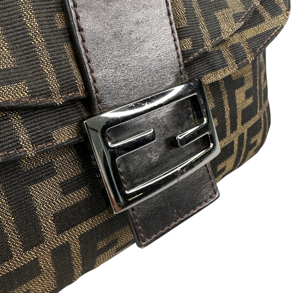 FENDI ZUCCA DOUBLE FLAP BAGUETTE BAG