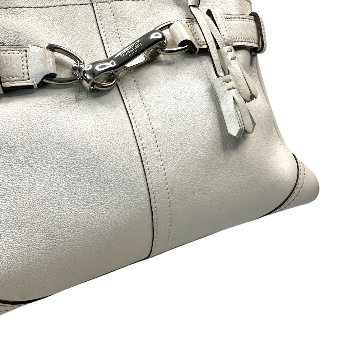 COACH LEATHER HAMPTON TOTE BAG - CREAM