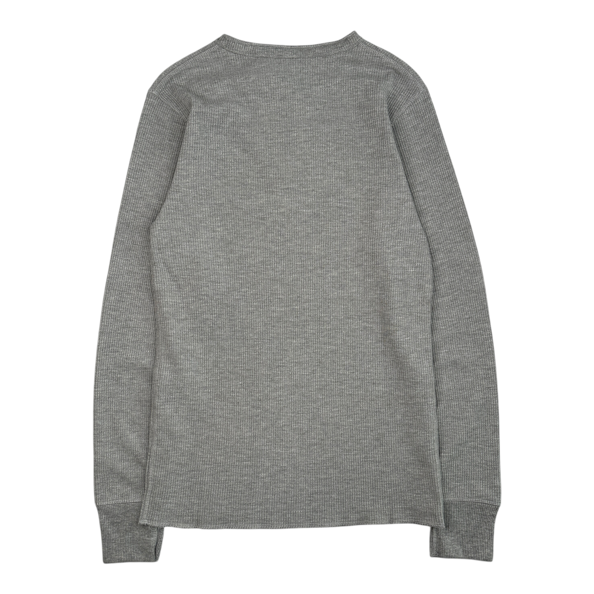 (NEW) AVIREX WAFFLE HENLEY LONG SLEEVE TOP - HEATHER GREY