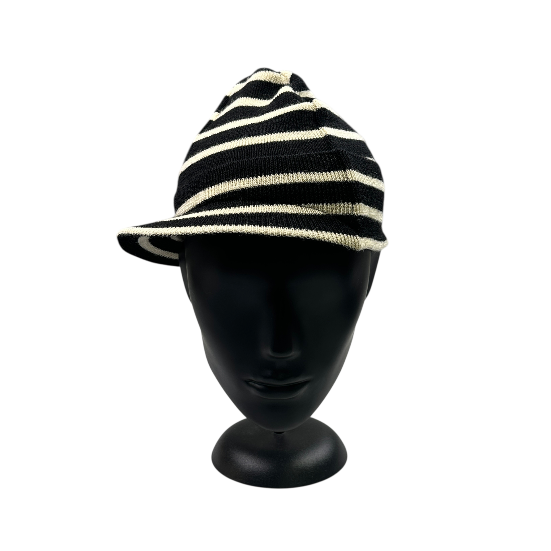 COMME DES GARCONS WOOL STRIPED BRIM BEANIE - BLACK/WHITE