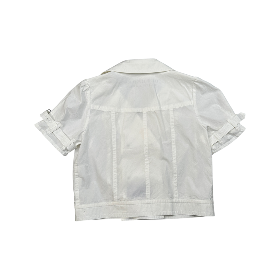 (38) BURBERRY BLUE LABEL SHORT SLEEVE DOUBLE BREASTED SHIRT - WHITE