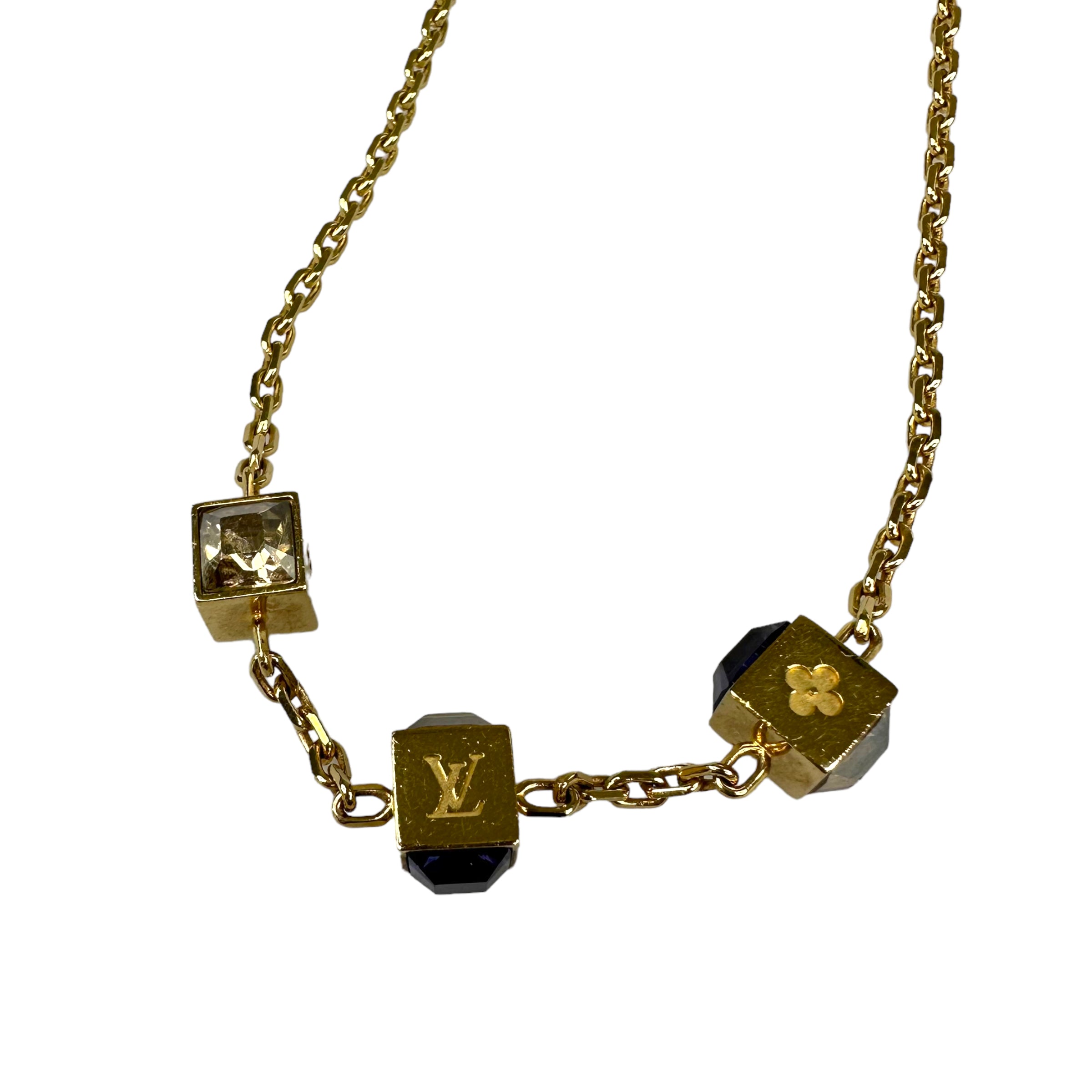 LOUIS VUITTON GOLD/PURPLE GAMBLE STONE NECKLACE