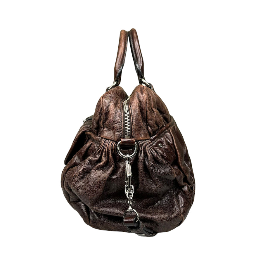 MIU MIU BROWN LEATHER HAND BAG