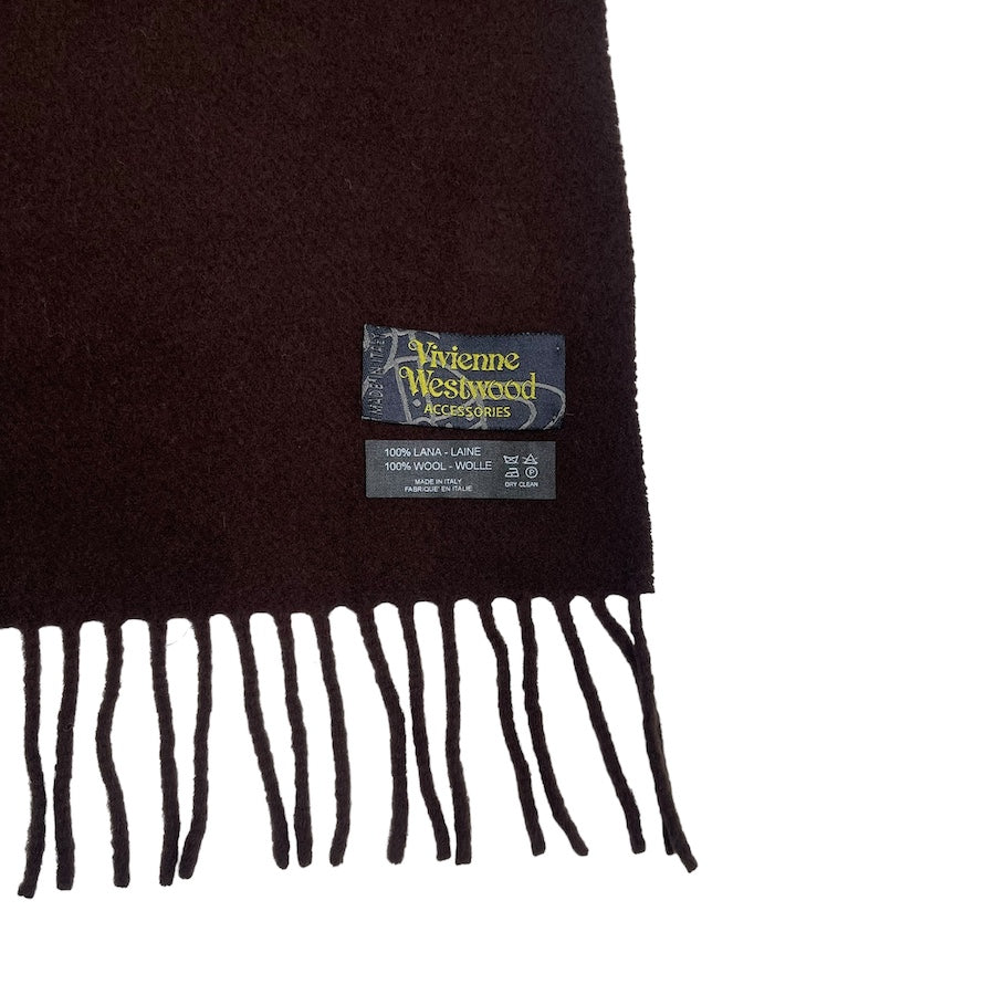 VIVIENNE WESTWOOD BROWN WOOLLEN SCARF 02LFJ