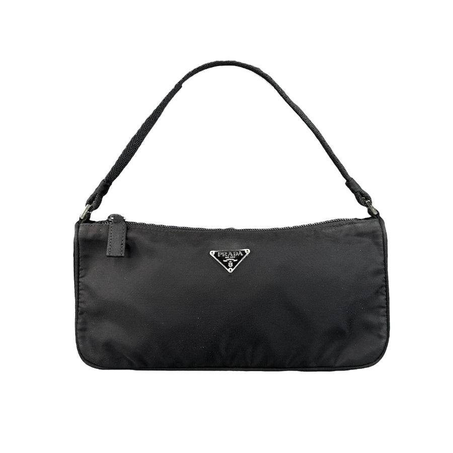 PRADA BLACK NYLON MINI POCHETTE BAG (57)