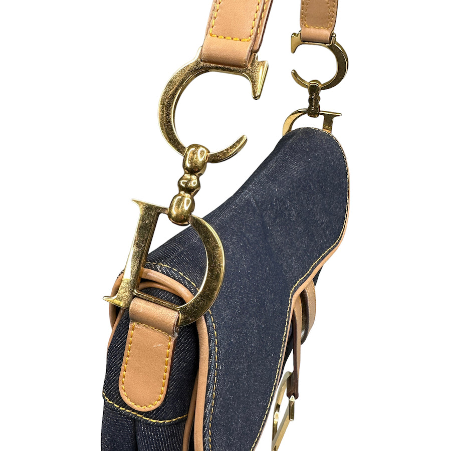 DIOR 2002 DENIM / LEATHER SADDLE BAG