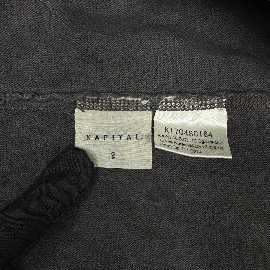 KAPITAL K.P.A.M ARMY FIELD POCKET TEE - WASHED CHARCOAL