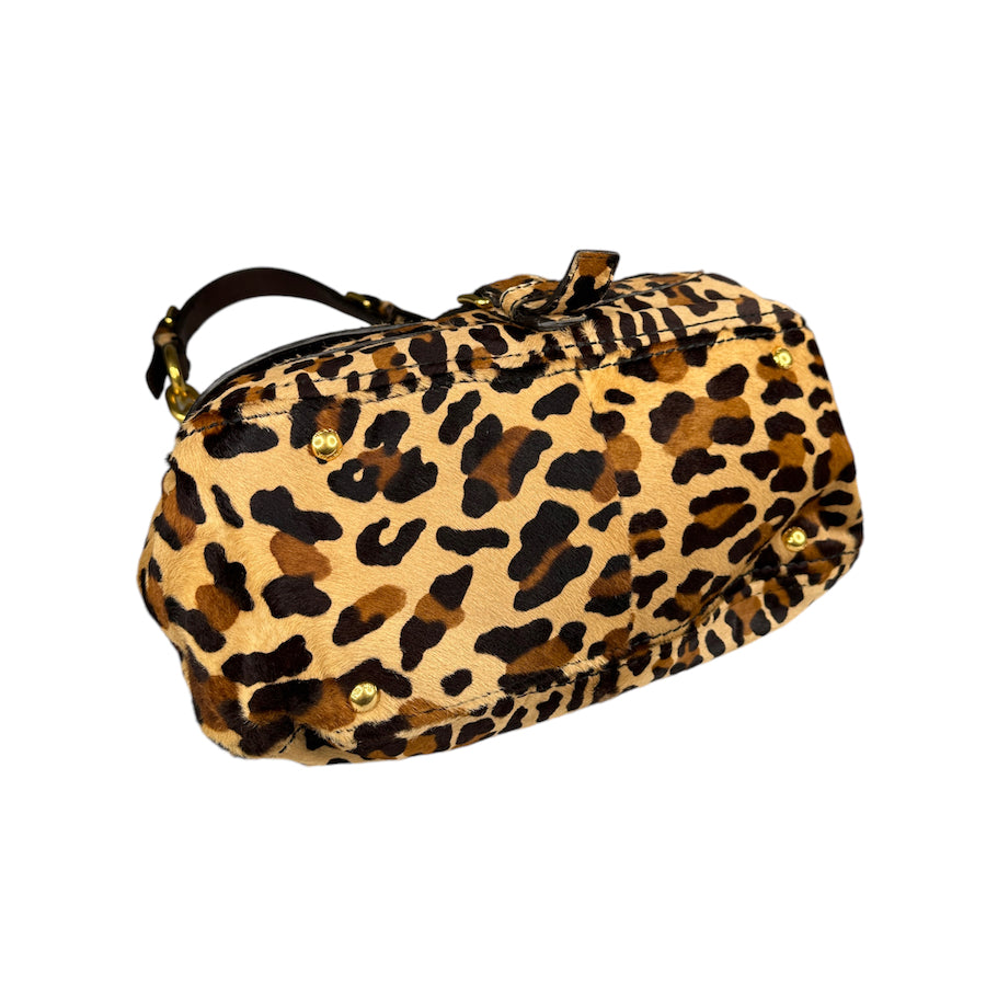 PRADA 2010 CALF HAIR LEOPARD PRINT CHAIN SHOULDER BAG