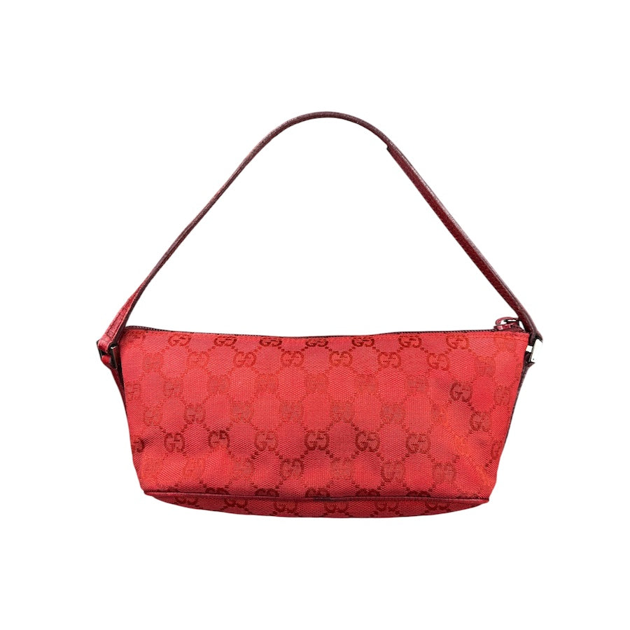 GUCCI RED GG CANVAS BOAT POCHETTE BAG