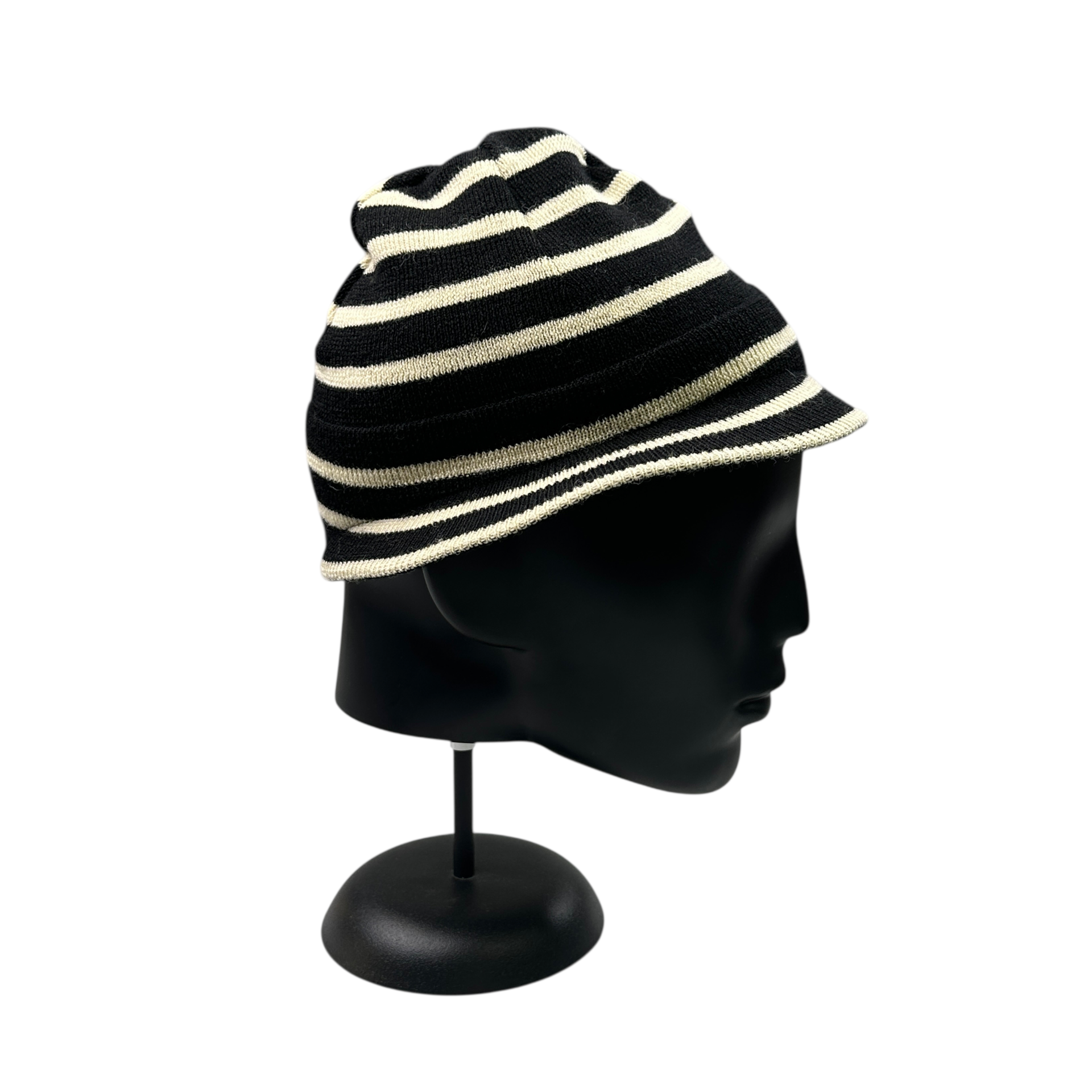 COMME DES GARCONS WOOL STRIPED BRIM BEANIE - BLACK/WHITE