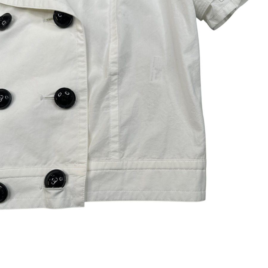 (38) BURBERRY BLUE LABEL SHORT SLEEVE DOUBLE BREASTED SHIRT - WHITE