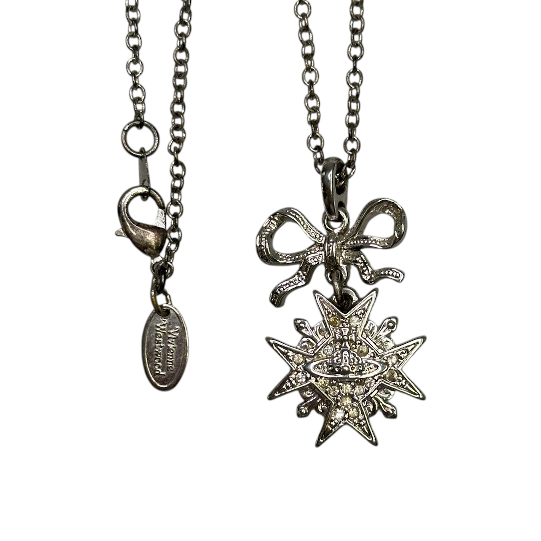 VIVIENNE WESTWOOD VINTAGE BOW/STAR NECKLACE - SILVER PLATED