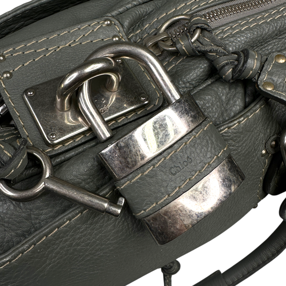 CHLOE PADDINGTON BAG - STONE GREY / SILVER