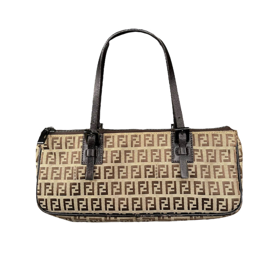 FENDI BROWN MONOGRAM BUCKLE HANDBAG