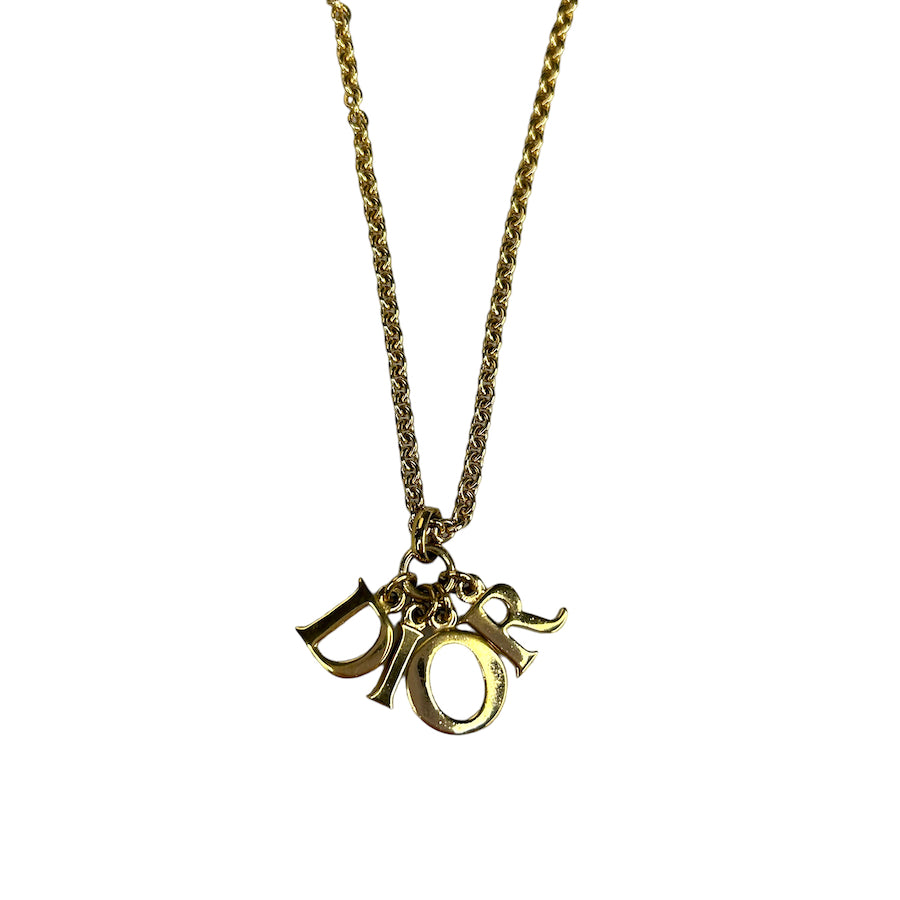 DIOR GOLD INDIVIDUAL LETTER SPELLOUT PENDANT NECKLACE