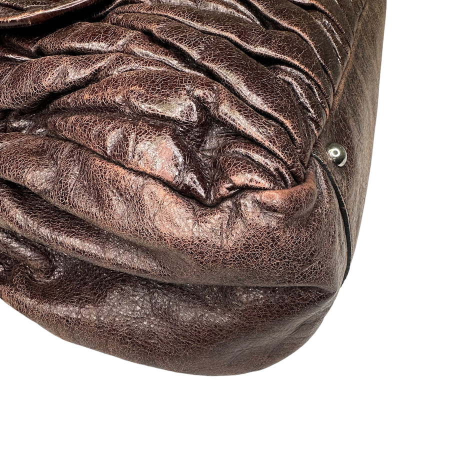 MIU MIU BROWN LEATHER HAND BAG