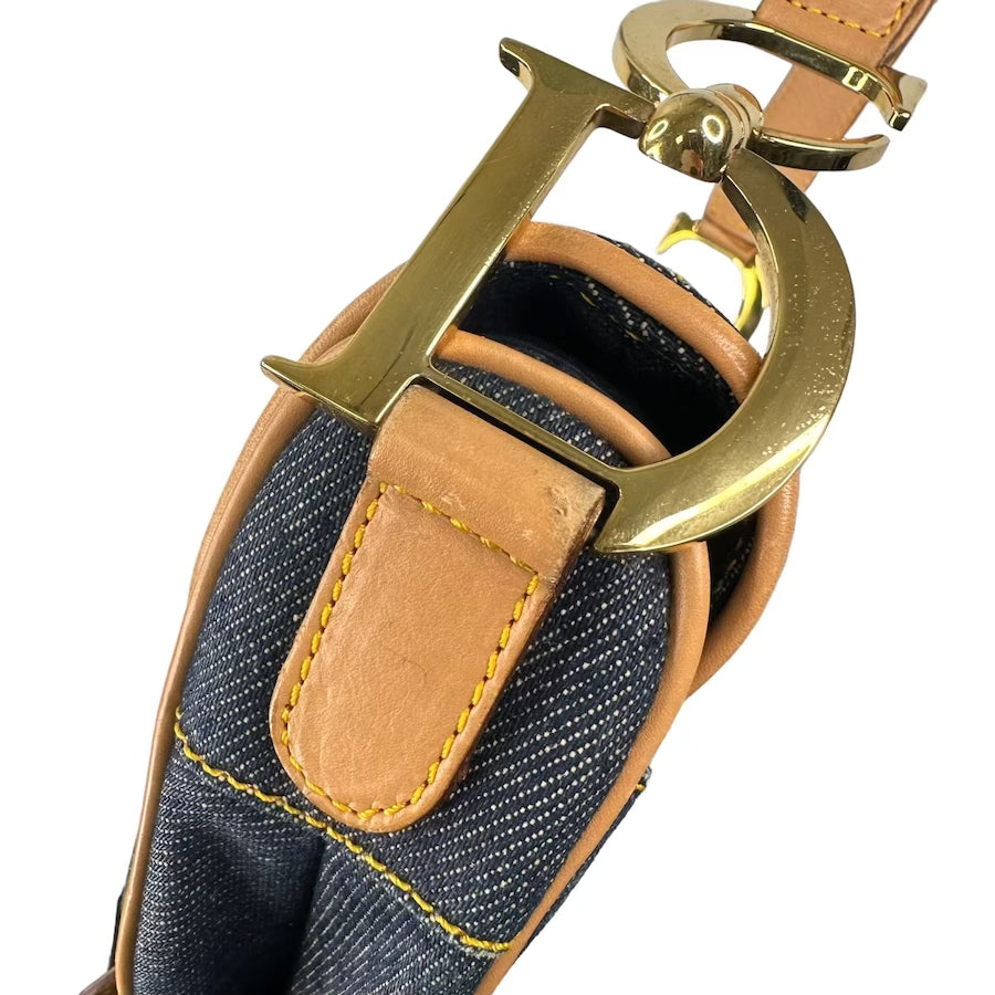 DIOR DENIM & LEATHER SADDLE BAG