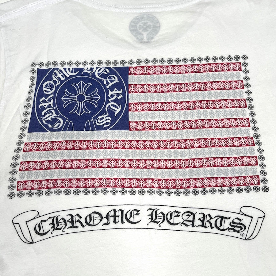 CHROME HEARTS USA FLAG BACK PRINT TEE - WHITE