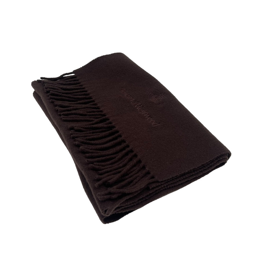 VIVIENNE WESTWOOD BROWN WOOLLEN SCARF 02LFJ