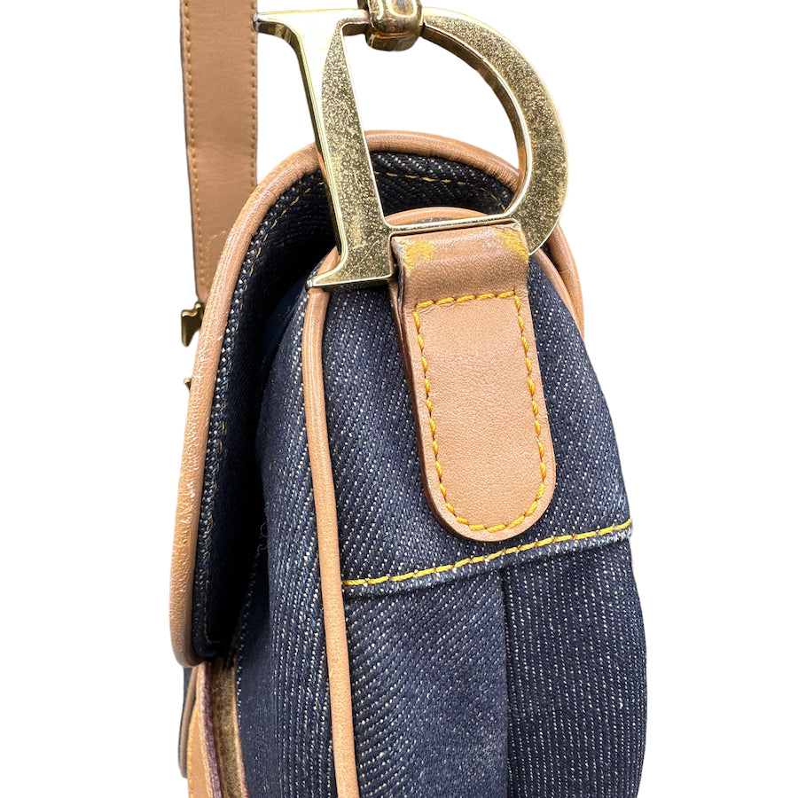 DIOR 2002 DENIM / LEATHER SADDLE BAG