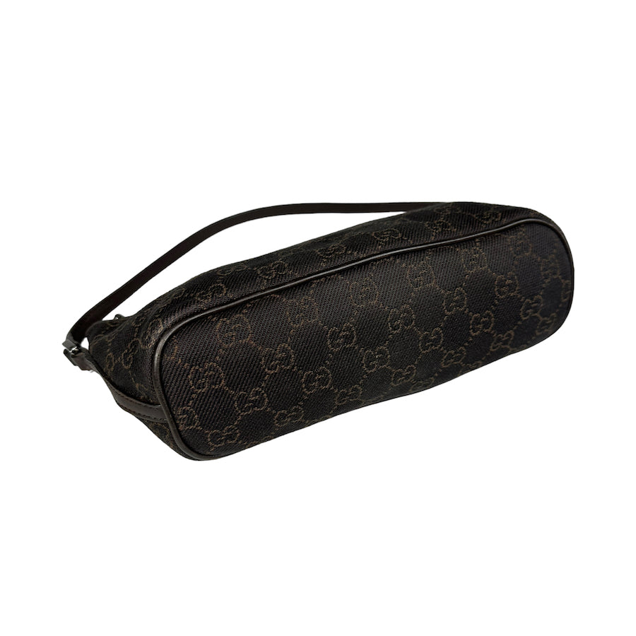 GUCCI BROWN GG CANVAS BOAT POCHETTE