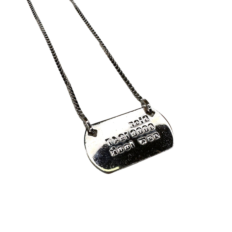 DIOR "NEW LOOK" TAG SILVER PLATED NECKLACE