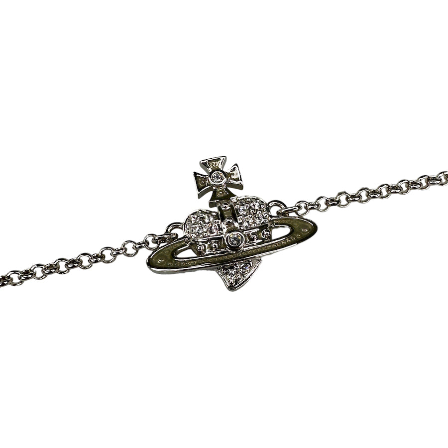 (NEW) VIVIENNE WESTWOOD CRYSTAL/CREAM ENAMEL REVERSE HEART BRACELET (SS24)