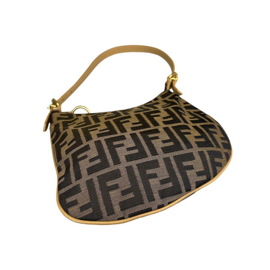 FENDI ZUCCA CANVAS ABSTRACT SHOULDER BAG