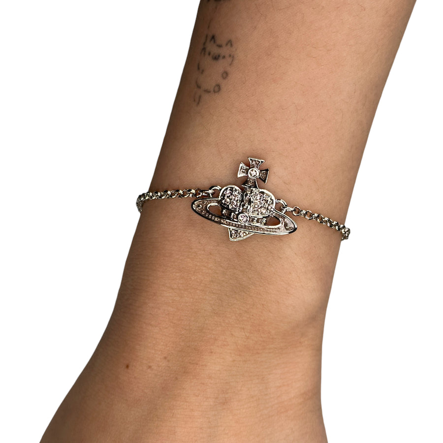 VIVIENNE WESTWOOD REVERSE HEART BRACELET - PLATINUM ROSE & LIGHT PINK