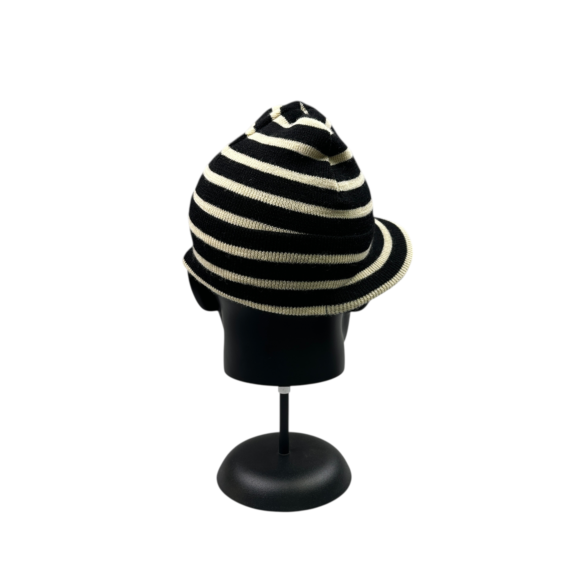 COMME DES GARCONS WOOL STRIPED BRIM BEANIE - BLACK/WHITE