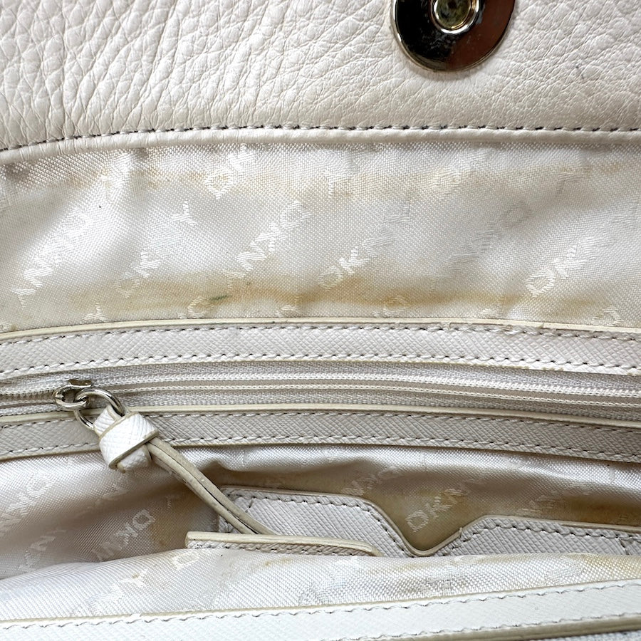 DKNY LEATHER TOTE BAG - CREAM
