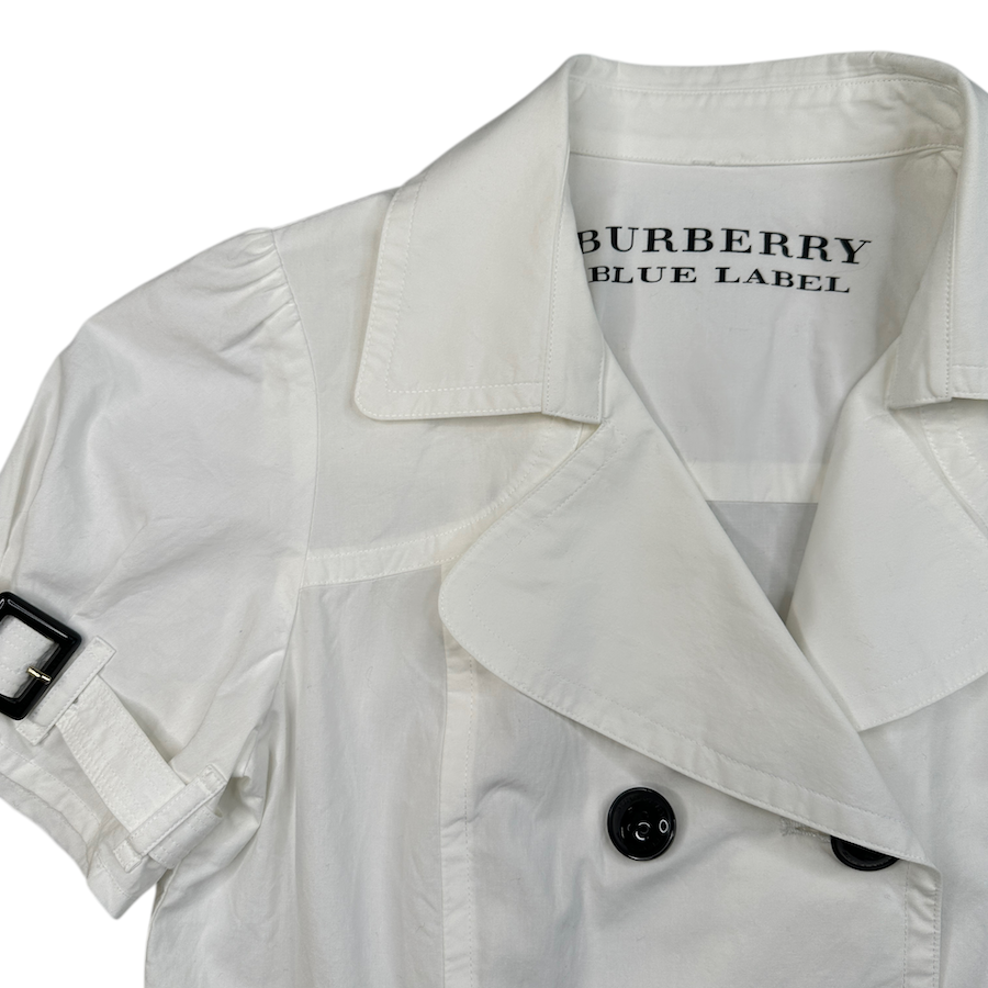 (38) BURBERRY BLUE LABEL SHORT SLEEVE DOUBLE BREASTED SHIRT - WHITE