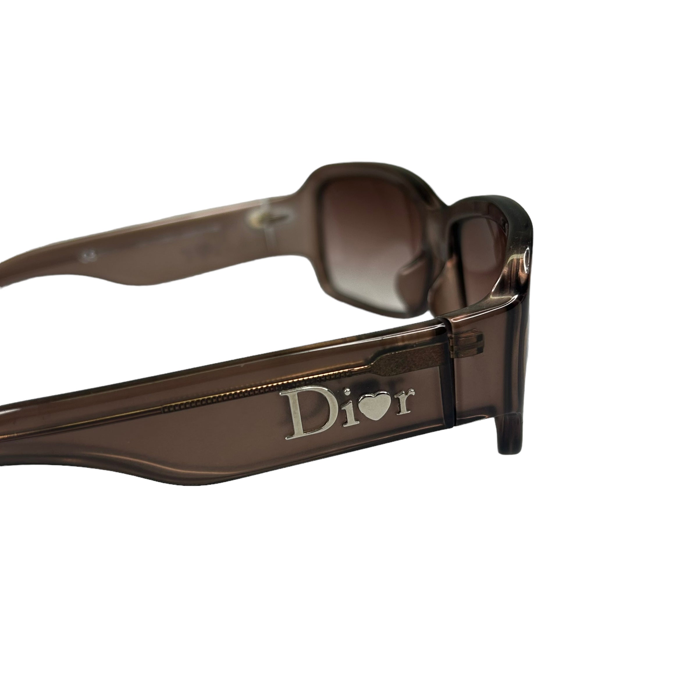 DIOR BROWN HEART SPELLOUT SUNGLASSES